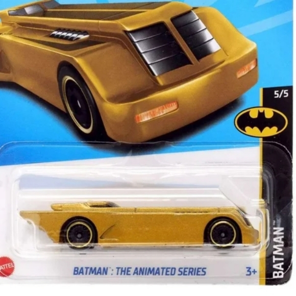 Hot Wheels Batman: The Animated Series Batman Diecast Gold Car Ages 3+ - Picture 9 of 14